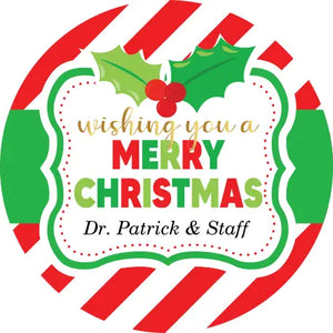 Personalized Christmas Cookies- Merry Christmas Stripes