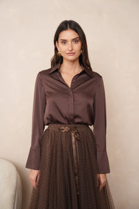 Satin Top - Brown