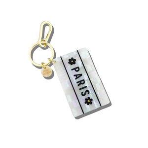 Hand-Painted Paris Mosaic Bag Charm + Keychain | Eco-Friendly