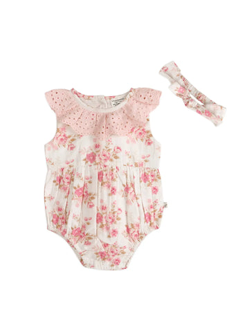 Image of Nova Floral Baby Romper + Headband (Organic)