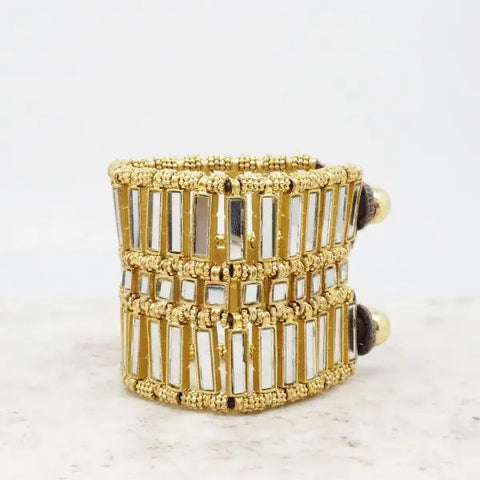 Mirrored Brass Bracelet Single Clasp