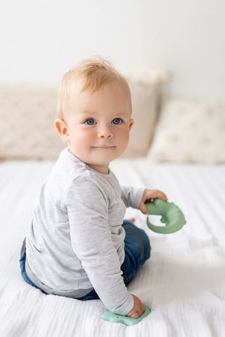 Image of Crocodile - Natural Organic Rubber Teether, Rattle & Bath Toy