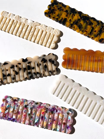 Image of Scalloped Acetate Hair Comb Rainbow