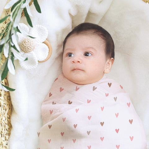 Image of Swaddle Blanket - Hearts