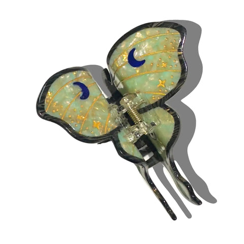 Hand-Painted Luna Moth Claw Hair Clip | Eco-Friendly