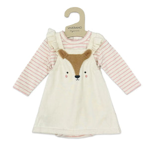Furry Fox Jacquard Knit Baby Tunic Dress Set Organic
