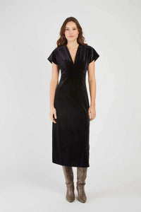 EDITH long velvet dress- Black