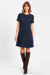 ANGELIQUE Tweed Dress- Navy