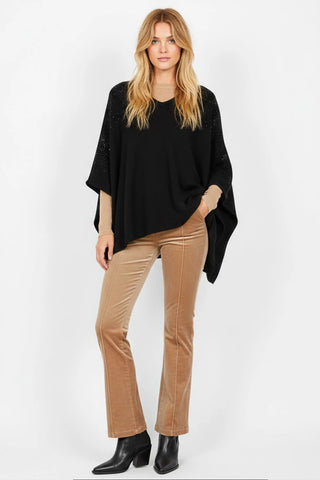 Image of NAUTILUS Plain Knit Poncho- Black