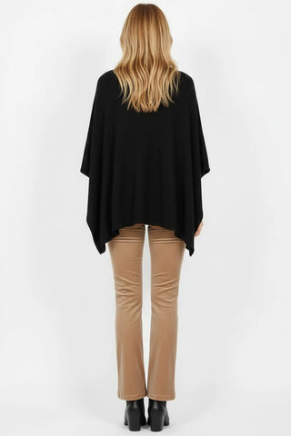 NAUTILUS Plain Knit Poncho- Black