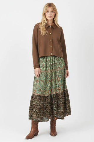 Image of EMINA knit and faux suede cardigan