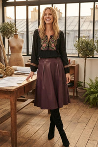 ILONA faux leather skirt- Plum