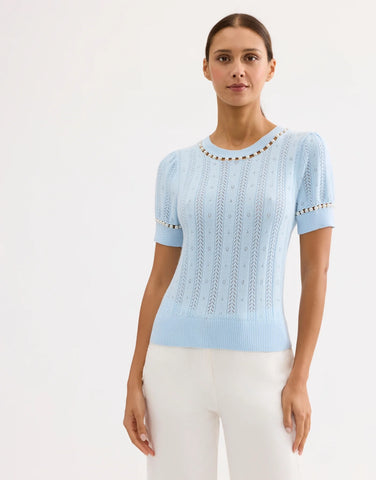 Image of Beaded Knit Sweater- Blue