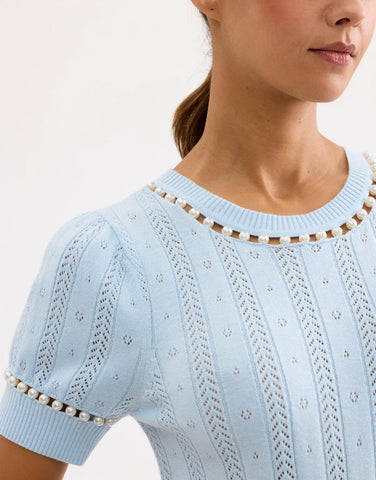Image of Beaded Knit Sweater- Blue