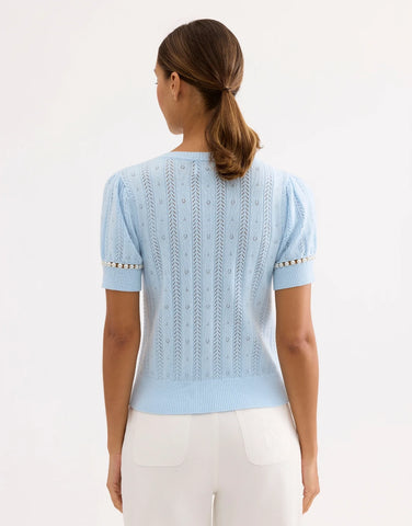 Beaded Knit Sweater- Blue