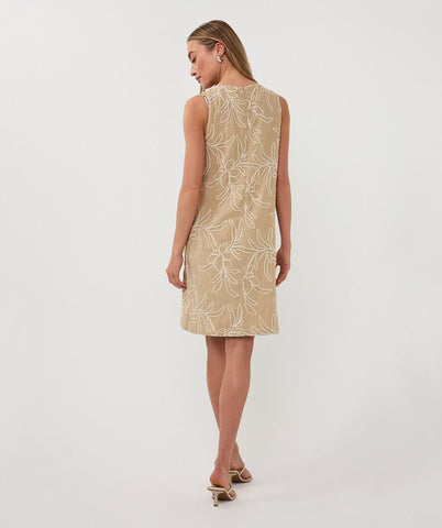 SALE Embroidered Flower Dress- Tan
