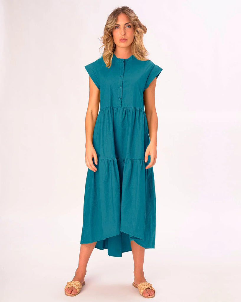 Cap Sleeve Turquoise Dress