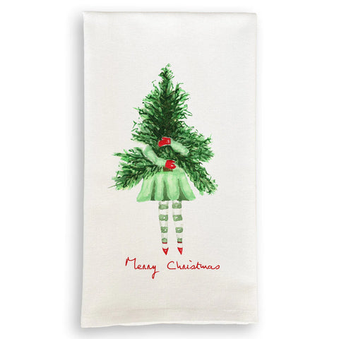 Image of Christmas Tree Lady Dish Towel