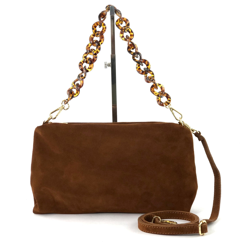 Amber Suede Chain Bag Tobacco