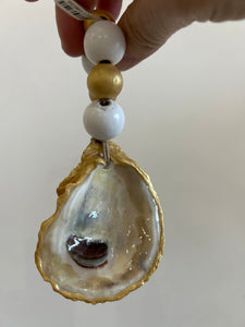 Cross Oyster w/white & gold balls Napkin Ring SALE