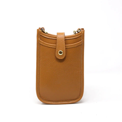 Image of Leather Cell Phone Purse - Brown