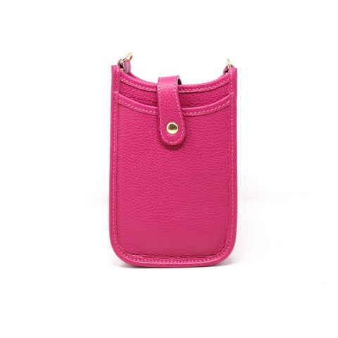 Image of Leather Cell Phone Purse - Fuschia