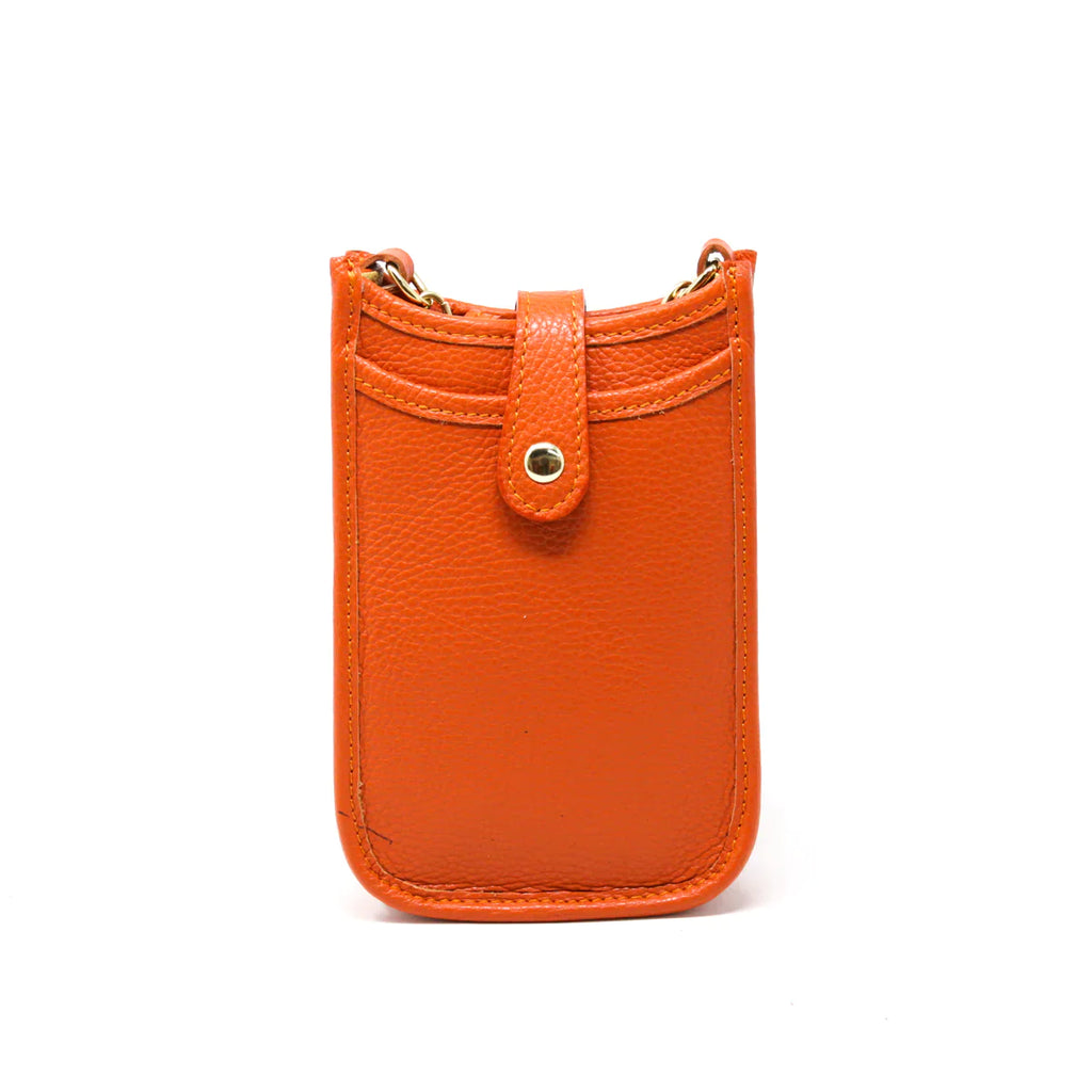 Leather Cell Phone Purse - Orange
