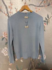 Knotted beaded sweater- Light Blue