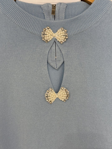 Image of Knotted beaded sweater- Light Blue