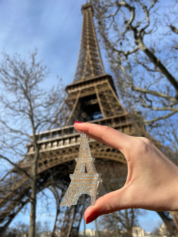 Image of Hand-painted Eiffel Tower Paris Claw Hair Clip | Eco-Friendl | Silver -
