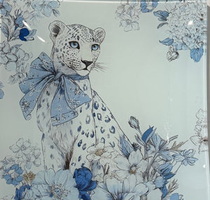 Glass Tray - Blue Leopard