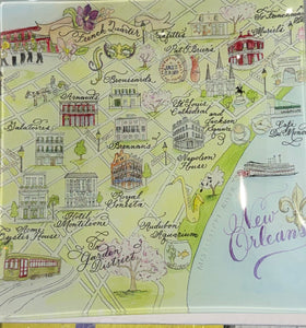 Glass Tray - New Orleans Map