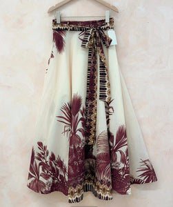 Maroon Toile Skirt