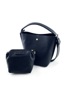 Leather Bucket Bag- Black