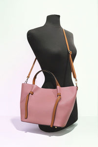 Leather Tote- Rose/ Brown