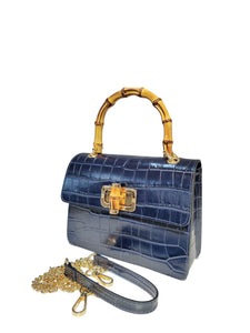 Medium Bamboo Bag- Navy