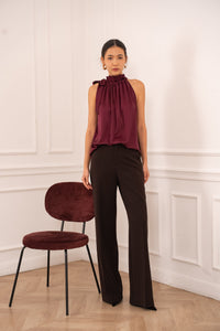 Elisabeth Satin Top - Burgundy