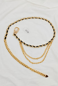 Leather and Gold Chain Belt