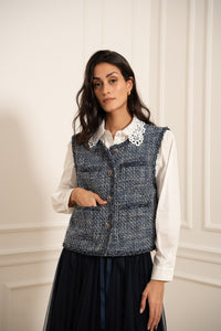 Sleeveless Tweed Vest