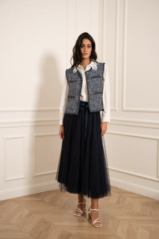 Sleeveless Tweed Vest