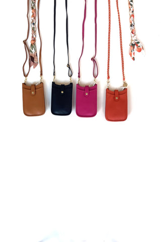 Image of Leather Cell Phone Purse - Fuschia