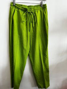 Elastic Waistband Pants Green
