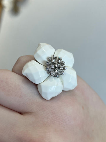 Silver Camellia Ring