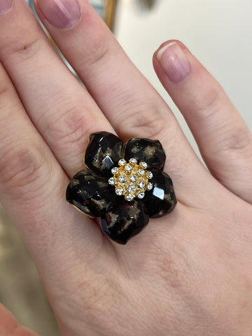Image of Black Camellia Ring
