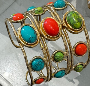Turquoise and Coral Synth Cuff