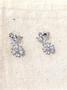 Silver Flower Zirconia Earrings
