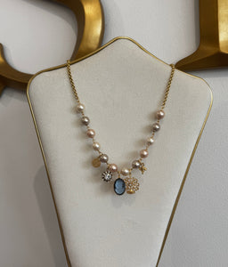 Multi Charm Pearl Necklace