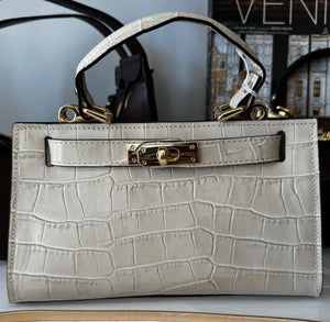 Paris Cream Croc Purse -Small