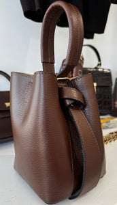 Leather Bucket Bag- Brown