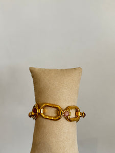Gold Chain Bracelet- Pink Agate